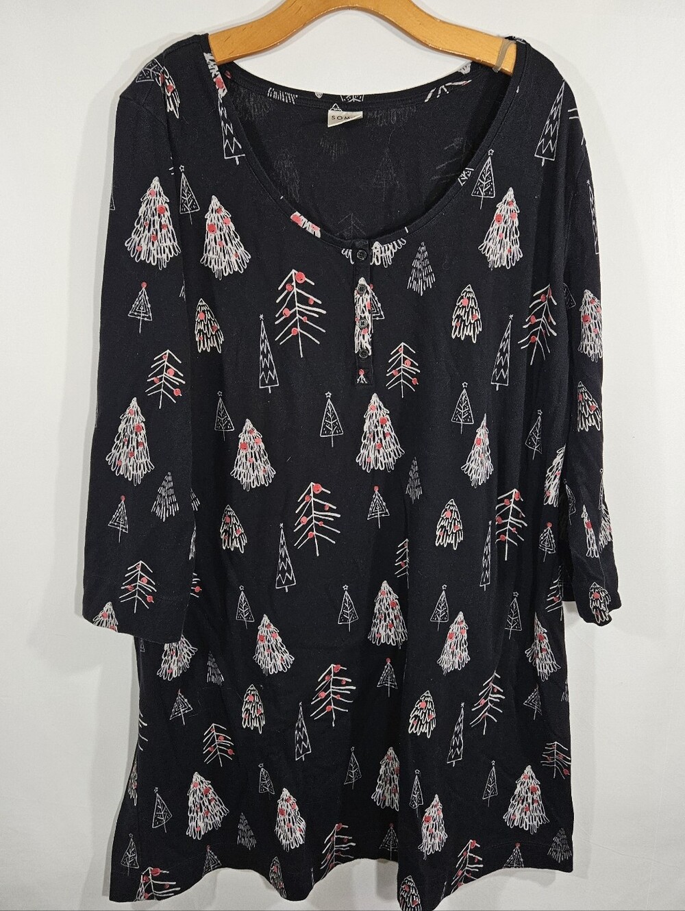 Soma Christmas Tree Print Nightgown Size XL